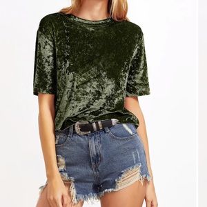 Olive Green Velvet Tee